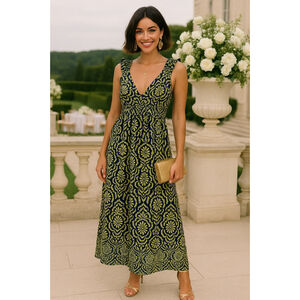 Attention Floral Maxi Dress Boho Aztec Resort Vaca Spring Summer Wedding Bright